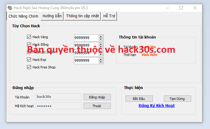 Hack Ngôi Sao Hoàng Cung 360mobi miễn phí Ngoisaohoangcungssa