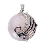 2-Fashion-Jewelry-Rose-Pink-Quartz-Opal-Aventurine-Oblate-Round-Bead-Inlaid-Rhinestone-Copper-Metal-Peacock-Pendants-for-Necklacea5b9cf8078f3a4c6
