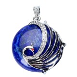 3-Fashion-Jewelry-Rose-Pink-Quartz-Opal-Aventurine-Oblate-Round-Bead-Inlaid-Rhinestone-Copper-Metal-Peacock-Pendants-for-Necklaceaf46644bfdd6effb
