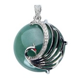 6-Fashion-Jewelry-Rose-Pink-Quartz-Opal-Aventurine-Oblate-Round-Bead-Inlaid-Rhinestone-Copper-Metal-Peacock-Pendants-for-Necklacec993accba08d3b15