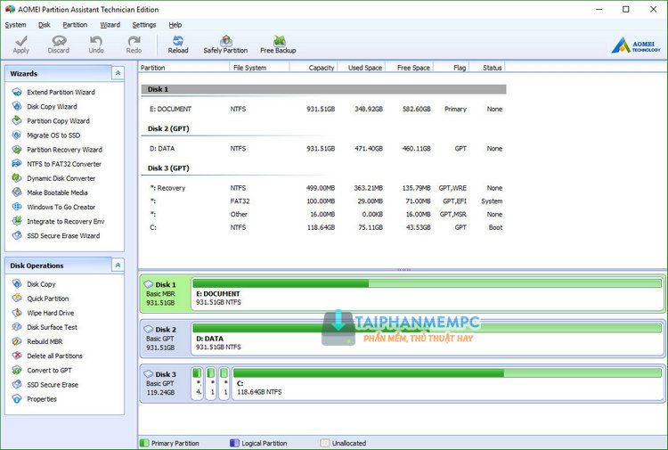 AOMEI Partition Assistant Technician 10.2.2 – Phân vùng ổ cứng Aomei-partition-assistant-technician-1609488585f83f746